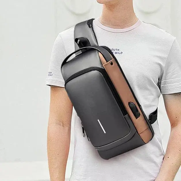 Нагрудна сумка Backpac XL-1514100 чорно-сіра маленька - фото 4