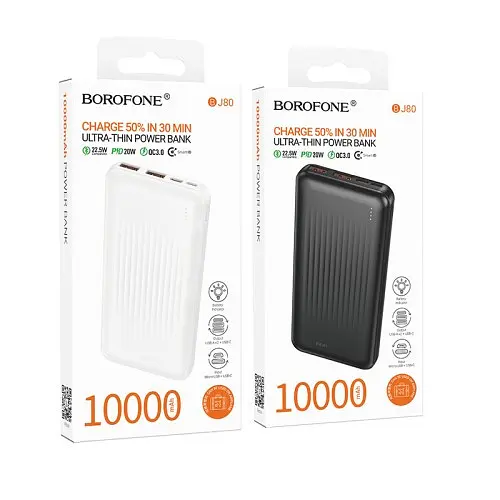 Універсальна мобільна батарея BOROFONE BJ80 Clever 22.5W+PD20W 10000mAh чорна - фото 2