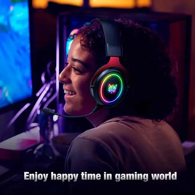 Проводные игровые наушники Onikuma Gaming with LED X10, USB, 3.5mm, 2.1m, black-red - фото 7