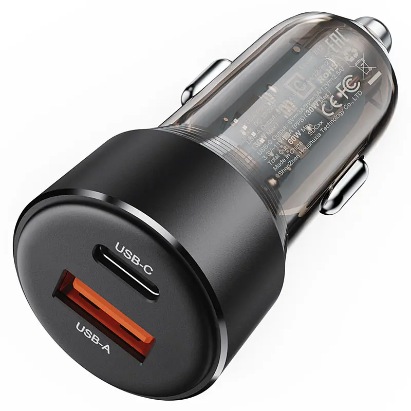АЗУ Acefast B12 PD30W+QC3.0 total 60W (1USB-A/1C) Black - фото 3