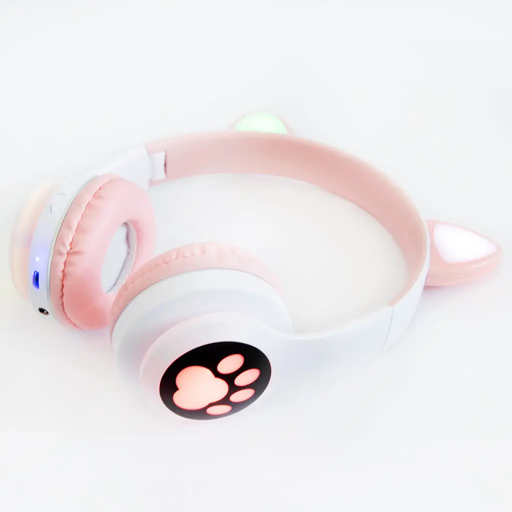 Блютуз-навушники з вушками Cat ear headphones VZV-23M Рожеві, дитячі бездротові навушники з підсвіткою - фото 2