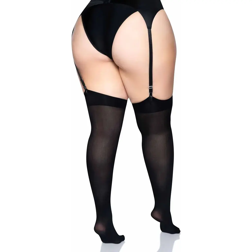 Щільні непрозорі панчохи Leg Avenue Nylon Thigh Highs Black, plus Size - фото 3