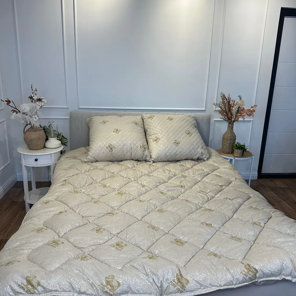 Ковдра євро зимова з вовни Leri Max Pure Wool 21502 200х215 см бежева - фото 3