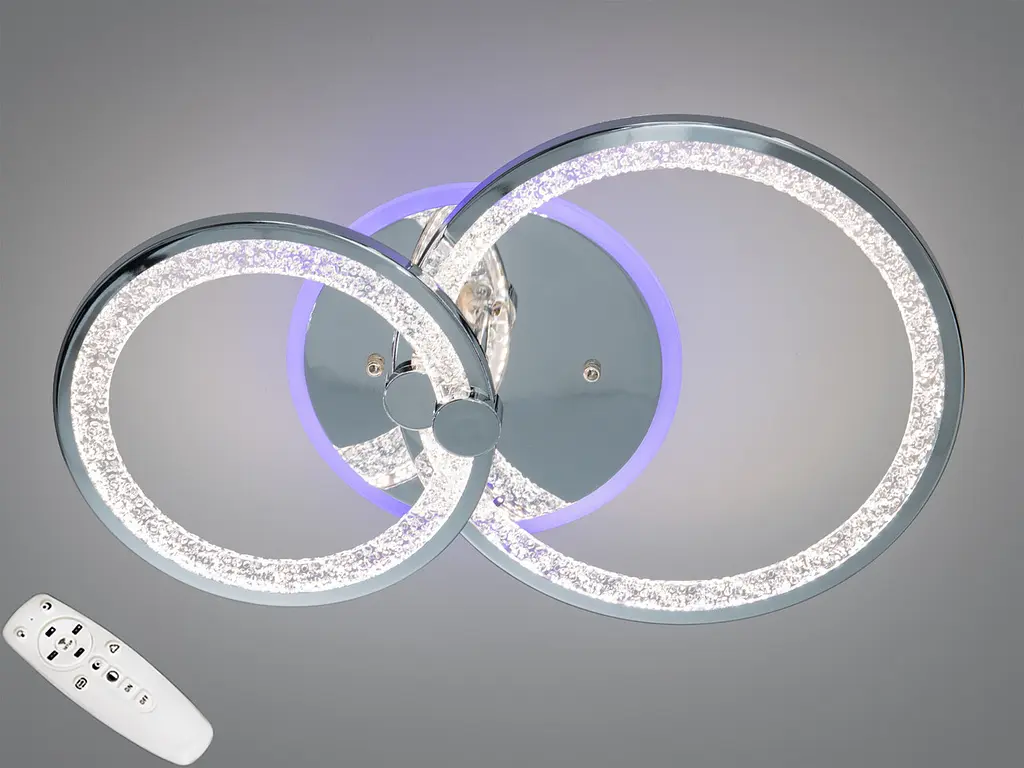 Стильна стельова LED-люстра для спальні Diasha 8180/2HR, хром, 55 W, 33x53 см, підсвітка - фото 2