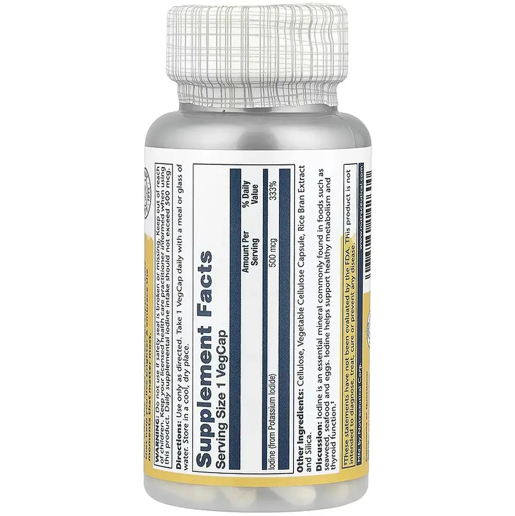 Дієтична добавка Solaray Iodine 500 мкг 30 вегетаріанських капсул - фото 2