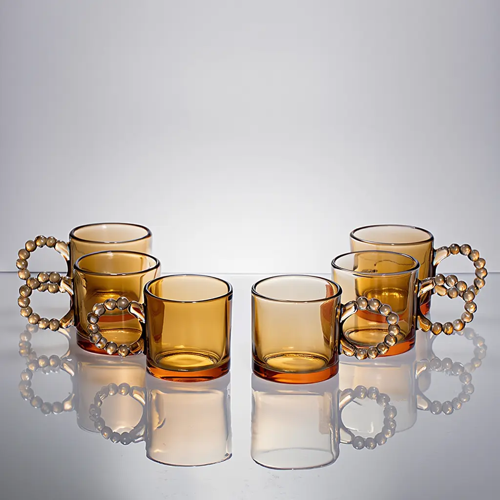 Набор для заваривания чая со стеклянным чайником и 6 чашек Коричневый Yiwu 64486-39 - фото 3