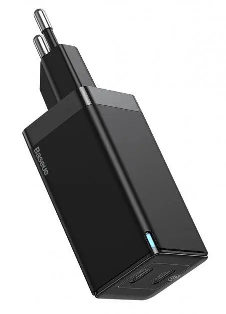 Мережевий зарядний пристрій Baseus GaN2 Q. Charger 2Type-C + Cable Type-C 45W CCGAN-M01 Black - фото 4