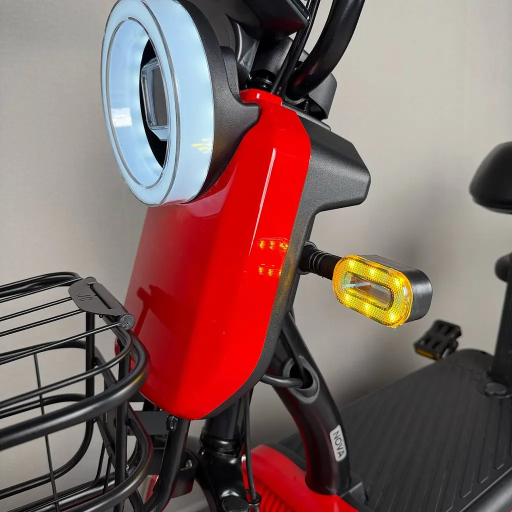 Электровелосипед EVOBIKE Nova S 500W 48V 12Ah с 2 сиденьями, корзиной и поворотниками, простой и надежный для города и села, красного цвета - фото 13