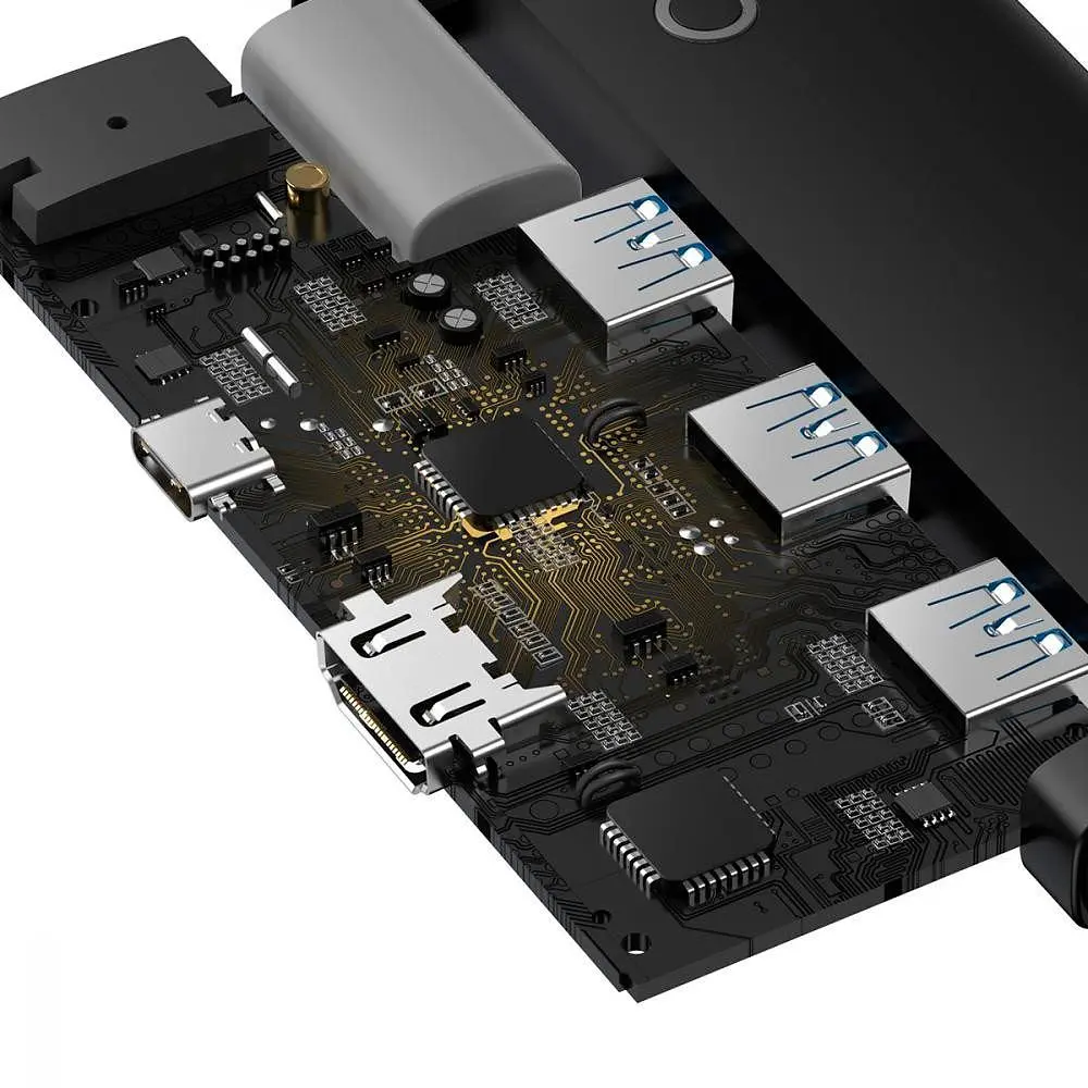 USB-хаб Baseus Lite Series 5-Port Type-C HUB Docking Station Black (WKQX040001) [89299] - фото 6