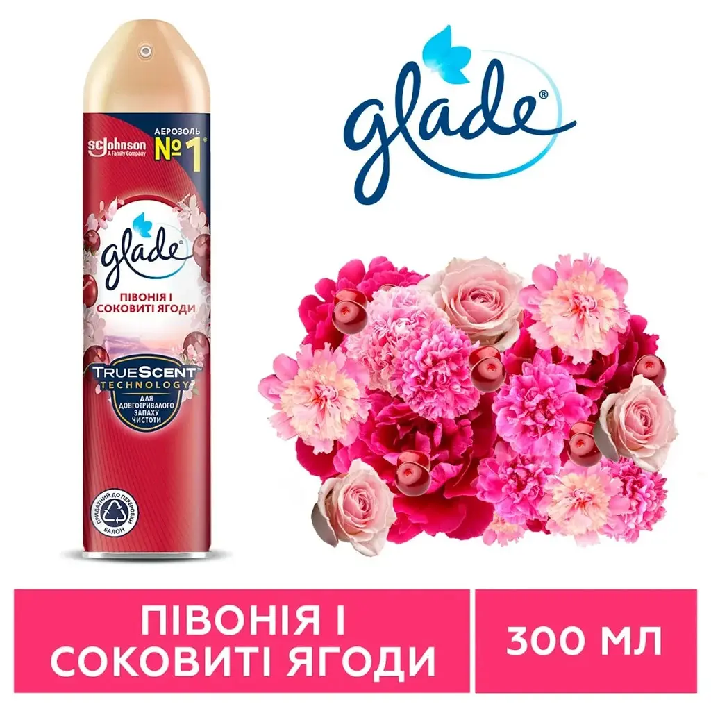 Освіжувач повітря Glade Півонія і соковиті ягоди 300 мл (5000204954876/5000204341171) - фото 4
