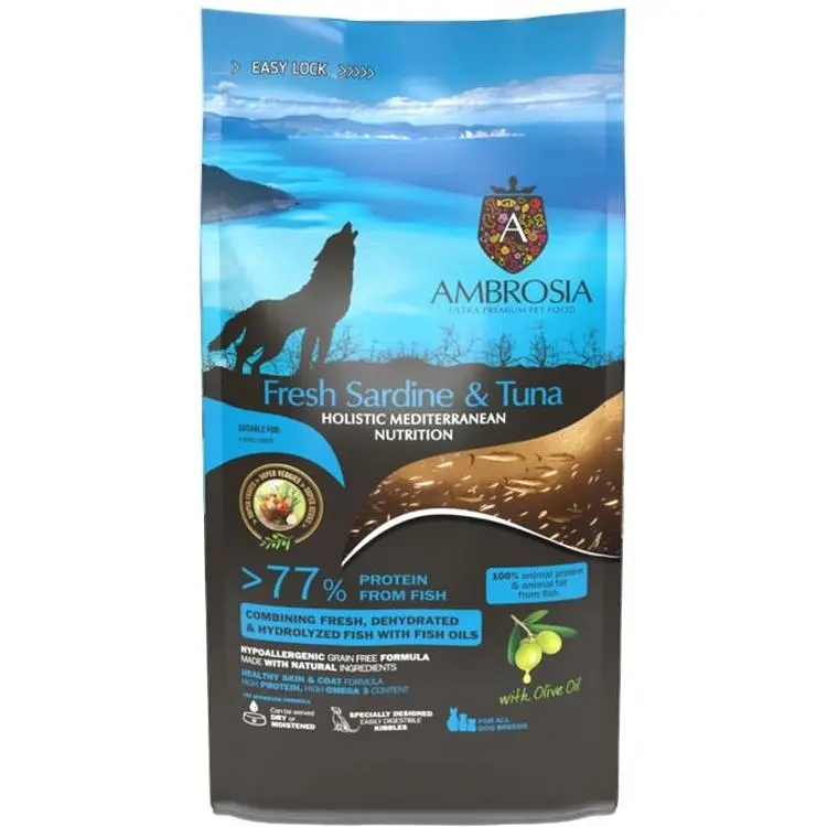Уцінка. Сухий корм Ambrosia Mediterranean для дорослих собак усіх порід з сардиною та тунцем 5 кг 27.11.26