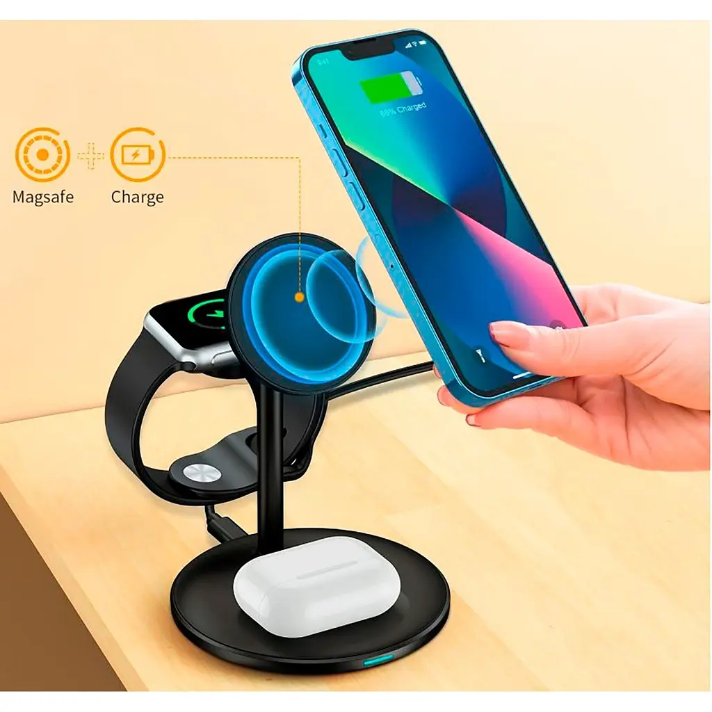 Бездротовий зарядний пристрій Choetech T585-F 3in1 Magnetic Wireless Charging Black [123385] - фото 12