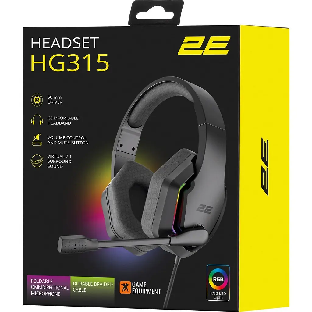 Ігрова гарнітура 2E Gaming HG315 RGB USB 7.1 Black (2E-HG315BK-7.1) - фото 7