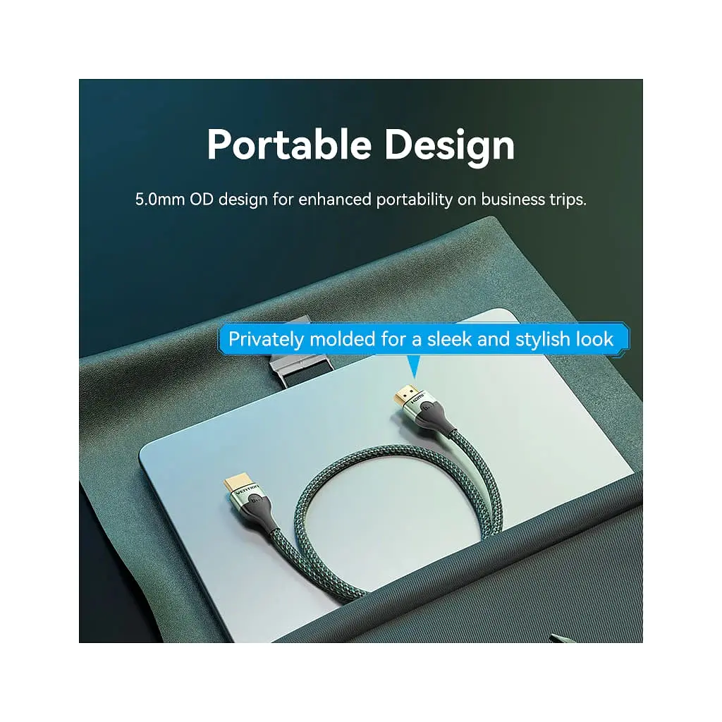 Кабель мультимедійний HDMI M to HDMI M 1.0m 8K60Hz ultra thin cotton braided green Vention (ALOGF) - фото 5