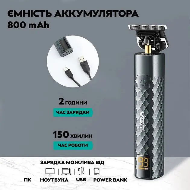 Машинка для стрижки волос VGR V-077 профессиональная аккумуляторная (41881-V-077_483) - фото 7