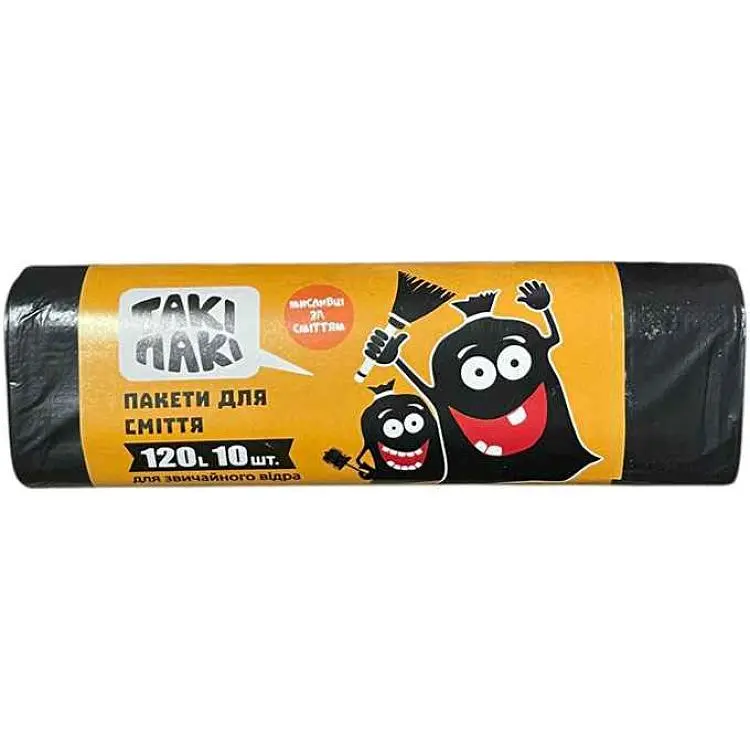 Пакети для смiття Такі Пакі 120л 10шт 20мкм 700*1100 LDPE
