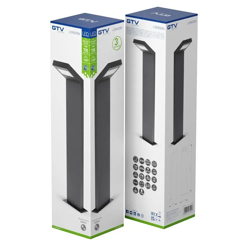 Светильник GTV LONDON 10W, IP54, 4000K, 58см, черный | Line F | Арт. LD-LON10W58P-10 - фото 6