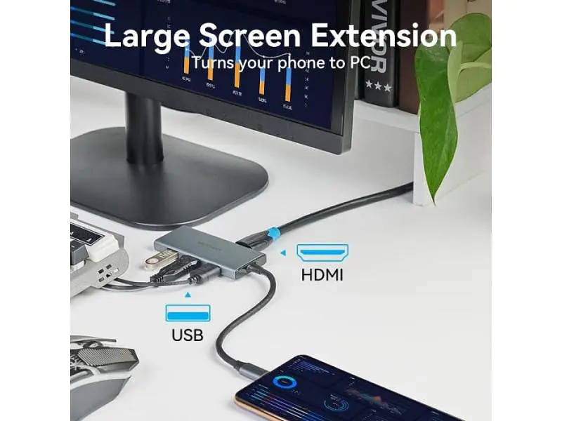 USB-хаб + картридер Vention 6-in-1 0.15м Silver (TOOHB) - фото 7