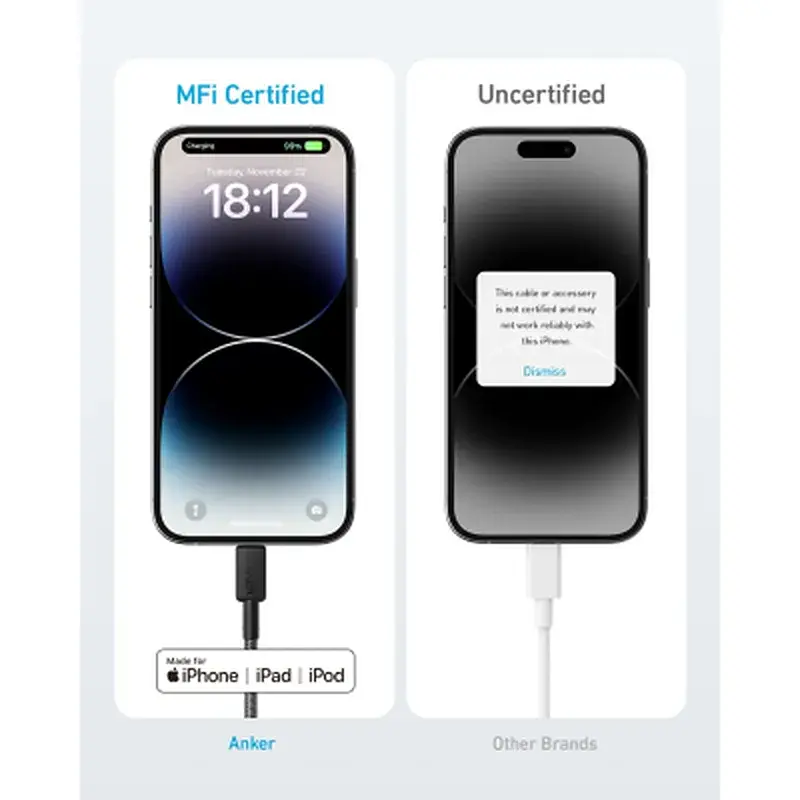 Кабель для передачи данных Anker 322 USB-C to Lightning nylon 1.8 m black (A81B6G11) - фото 3