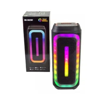 Портативна бездротова Bluetooth колонка акумуляторна 2x10 Вт FM-радіо міні валіза з RGB LED підсвічуванням 20W 39x16x16см UKC MS-3627BT - фото 2