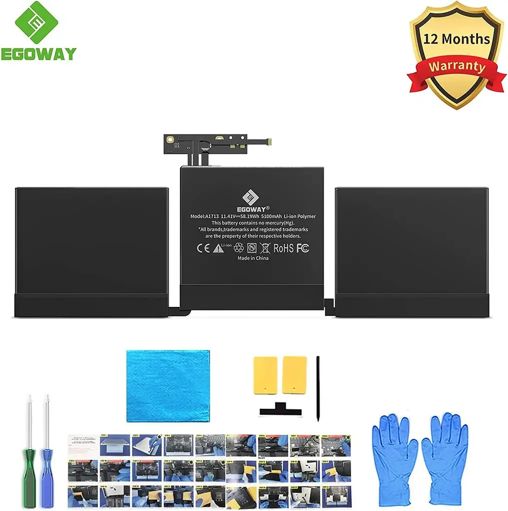 A1708 A2159 A2289 A2338 Аккумулятор, Egoway A1713 A2171 Запасной аккумулятор для MacBook Pro 13 дюймов - фото 4