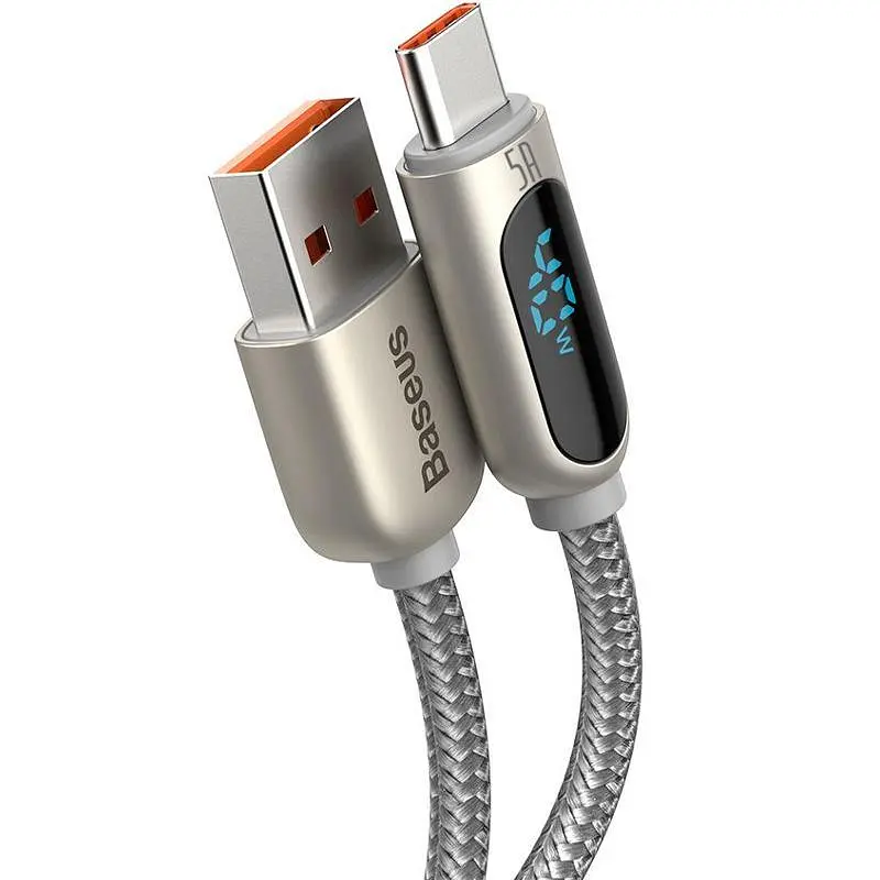 Кабель Baseus Display Fast Charging Cable USB to Type-C 5A 1m CATSK-0S Silver - фото 3