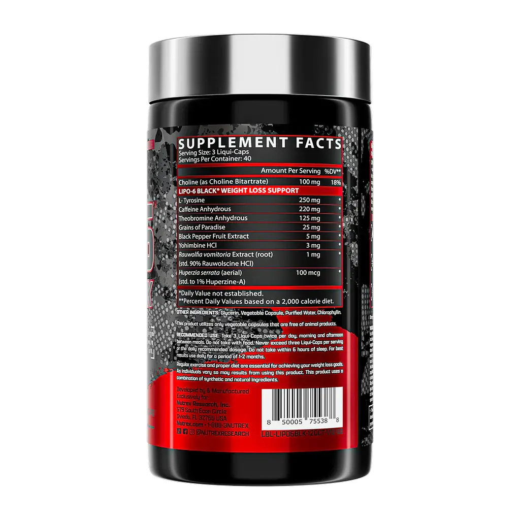 Універсальний Жироспалювач з L-тирозином Lipo-6 Black - 120 капсул - фото 2