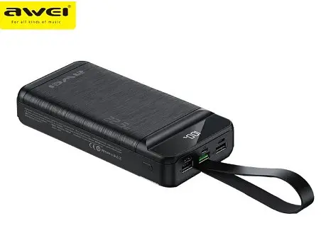 Внешний аккумулятор Awei P140K 30000 mAh 22.5W черный - фото 2