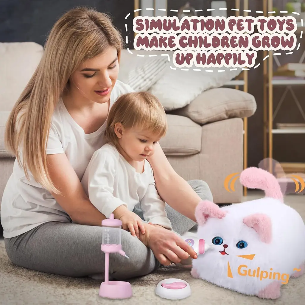 Интерактивная мягкая игрушка AiDA Smart Blinking Cat бело-розовая (AD54081) - фото 18