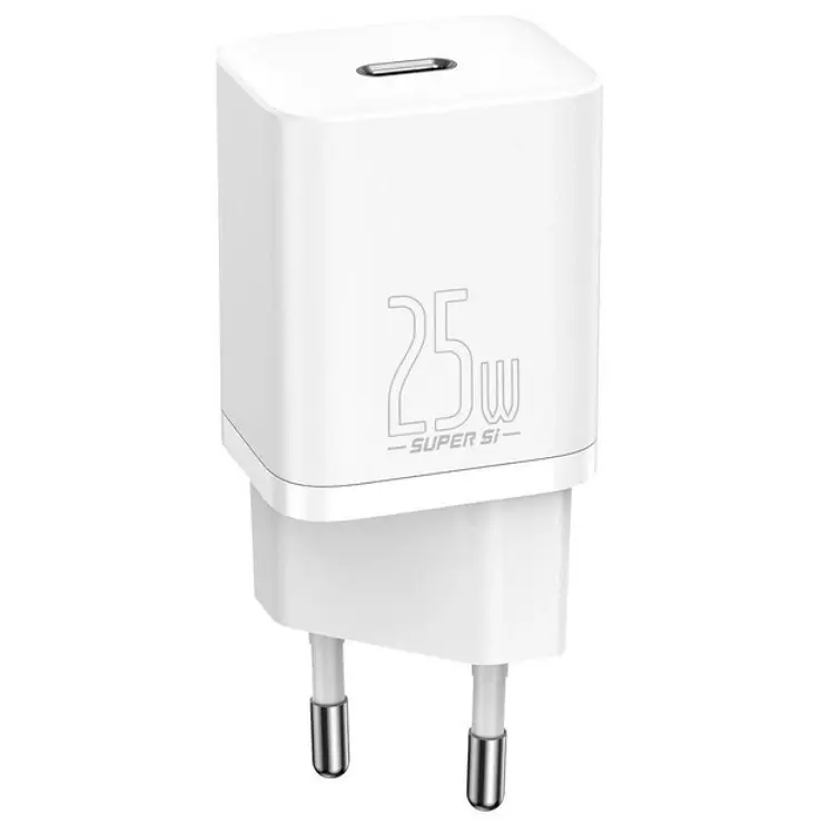 Мережевий зарядний пристрій 3A/25W з входом Type-C BASEUS Super Si кабель Type-C універсальне заряджання для телефона Білий - фото 2