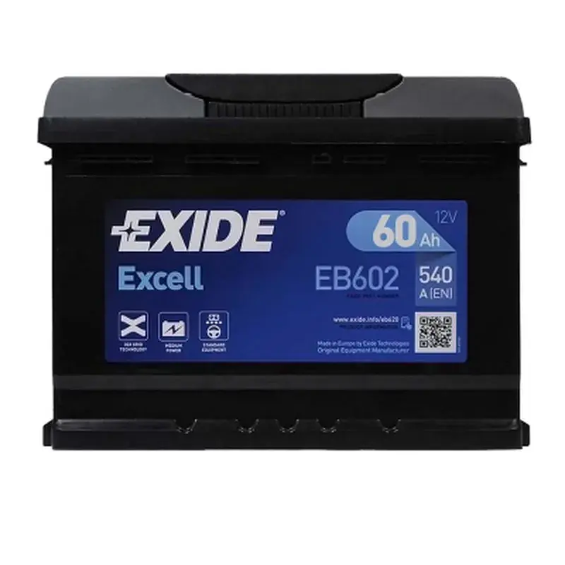 Акумулятор автомобільний EXIDE EXCELL 60Ah Н Ев (-/+) (540EN) (EB602)
