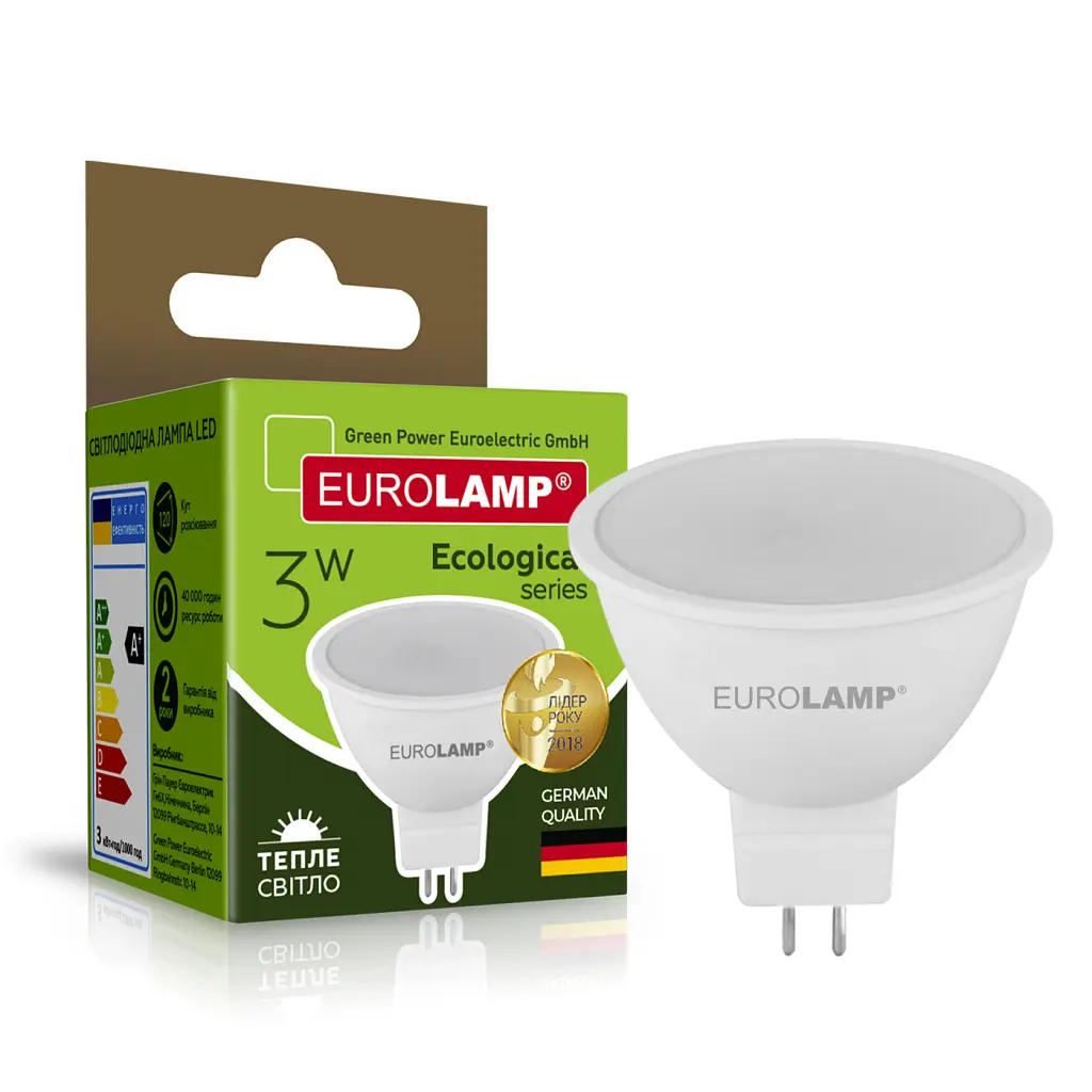 Лампочка Eurolamp LED SMD MR16 3W GU5.3 3000K 220V (LED-SMD-03533(P)) - фото 2