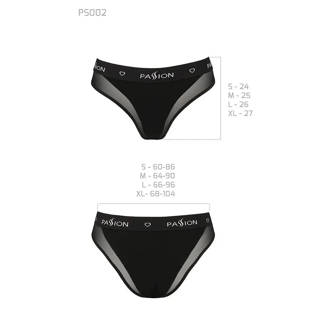 Трусики з прозорою вставкою Passion PS002 PANTIES XL, black - фото 6