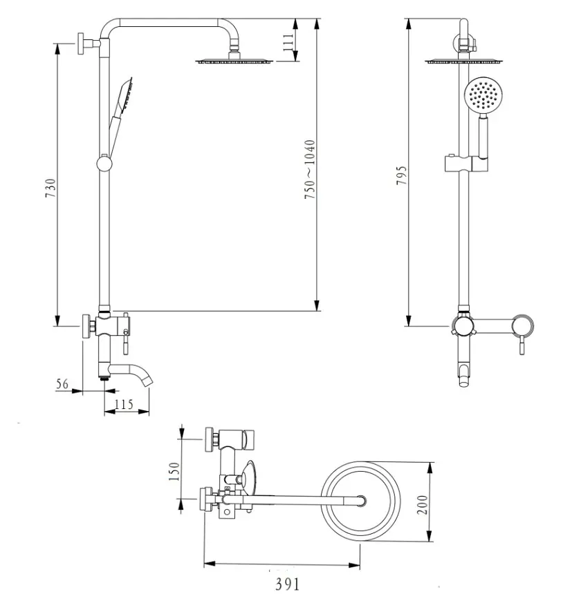 Душова система універсальна Brinex Pure 1030, Nickel (k35) BRIPUR1030NKL - фото 11