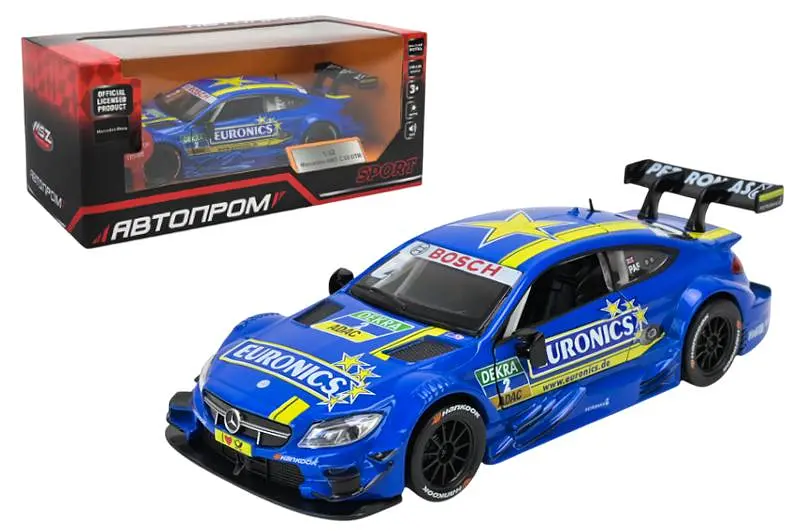 Іграшкова машинка гоночна Mercedes-AMG C 63 DTM 1:32 Автопром світлозвукові ефекти металева 68447(BL), кор. 18х9х8см