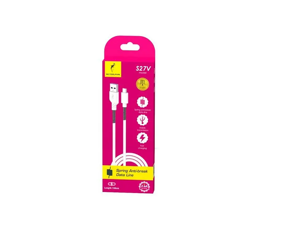 Кабель SkyDolphin S27V Spring Anti-Brake USB - micro USB (M/M), 1 м, White (SDUSB-000612) - фото 2