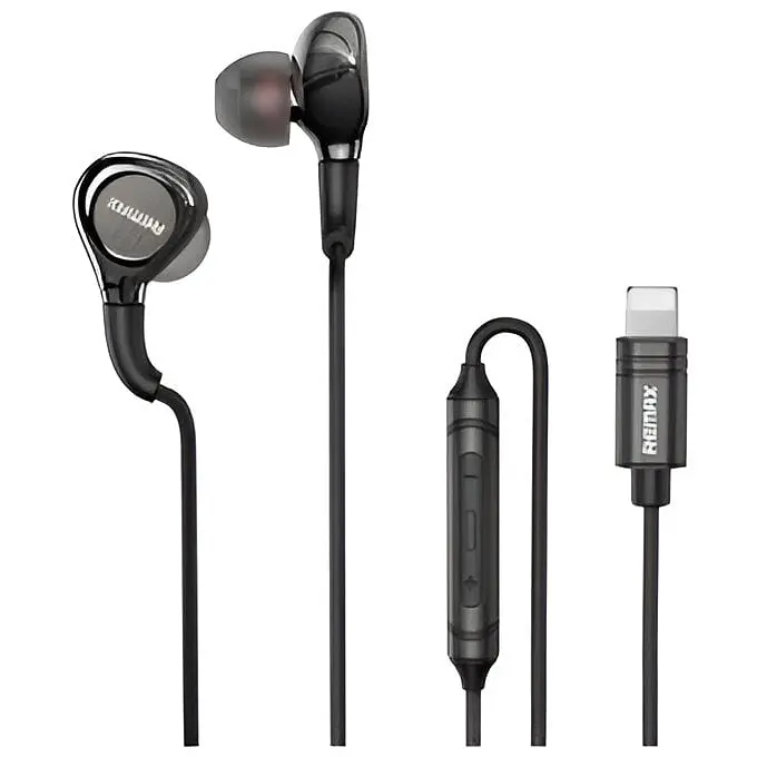 Наушники Remax RM-655i Lightning Metal Wired Earphone for Music & Call черные - фото 4