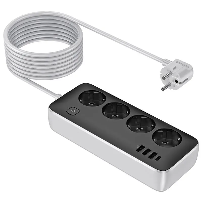 Подовжувач Hoco AC21 Sunlight 4-bit 1C/3A/4xSocket 3m Black - фото 2