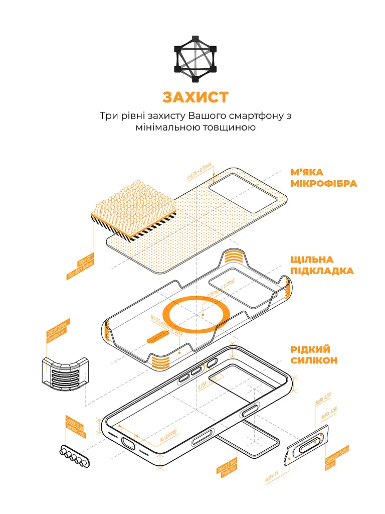 Силиконовый чехол с MagSafe для Apple iPhone 17 Pro, ICON2 MagCase, оранжевый, противоударный, панель с мягкой подкладкой, защита всего корпуса, поддержка беспроводной зарядки, совместим с защитными стеклами и пленками, ArmorStandart (ARM86677) - фото 6