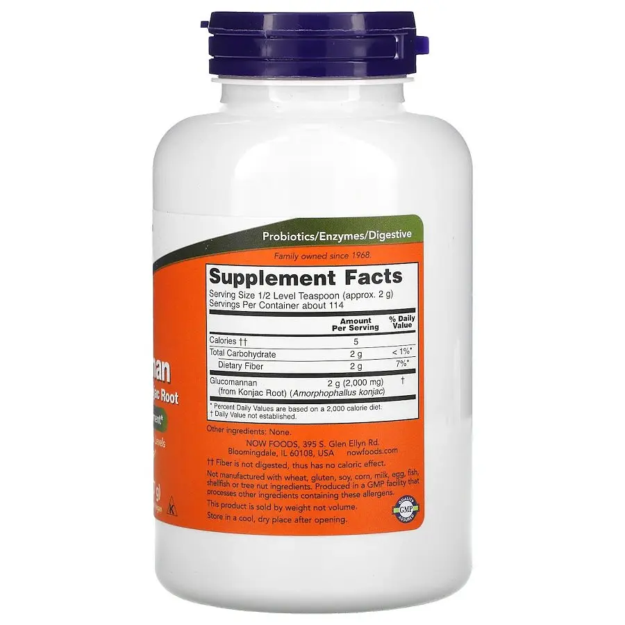 Порошок з кореня коньяку NOW Glucomannan, 227 грам для роботи кишечника - фото 2