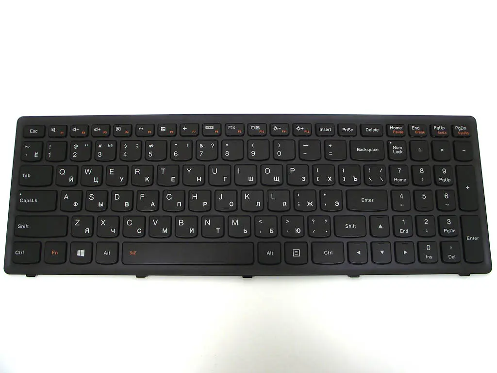 Клавіатура для LENOVO IdeaPad G500s, G505s, S500, S510p, Z510 (Вузький шлейф!!! Ширина 25мм) (RU Black з рамкою. Підсвітка клавіш). - фото 3