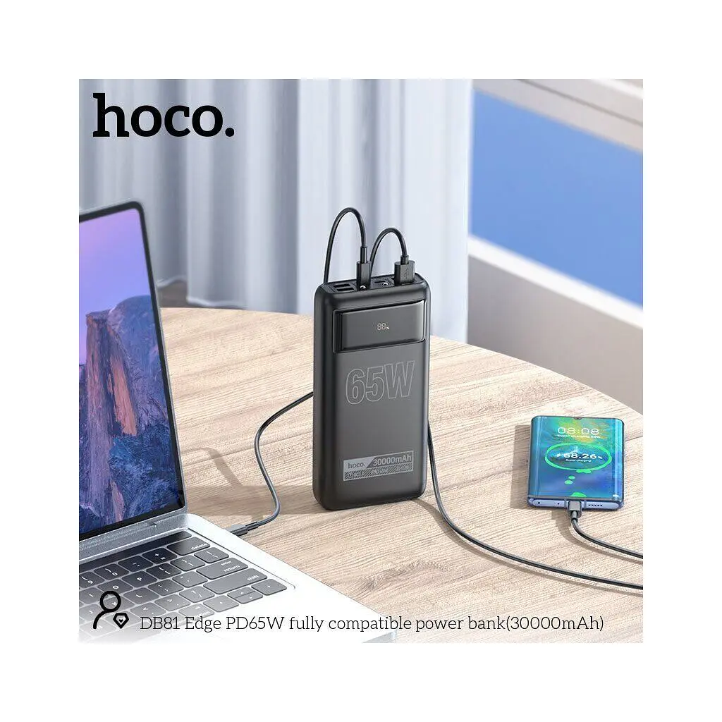Батарея універсальна HOCO 30000mAh Apollo PD/65W QC/3.0 Black (DB81 / 714720) - фото 8