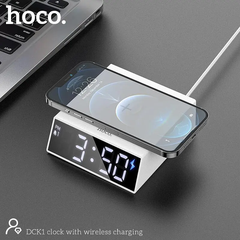 Годинник настільний з бездротовою зарядкою HOCO DCK1 Qi Charger 10 W - фото 5