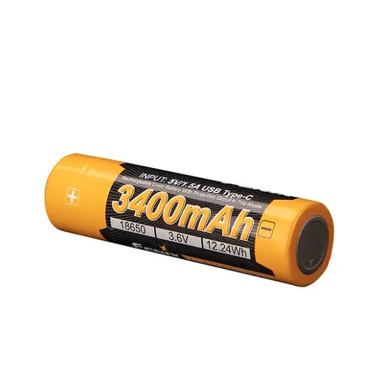Акумулятор 18650 Fenix 3400mAh 3.6V Li-ion із Type-C зарядкою (Чорно-жовтий) - фото 4