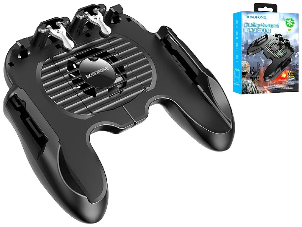 Ігровий контролер - геймпад з охолодженням (вентилятором) Borofone BG3 Warrior cooling gamepad чорний