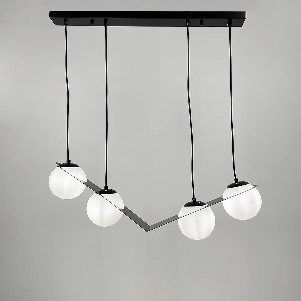 Подвесная люстра в сферических мотивах с 4 плафонами | Ст. 921/4 BK+WT | Line F - фото 2