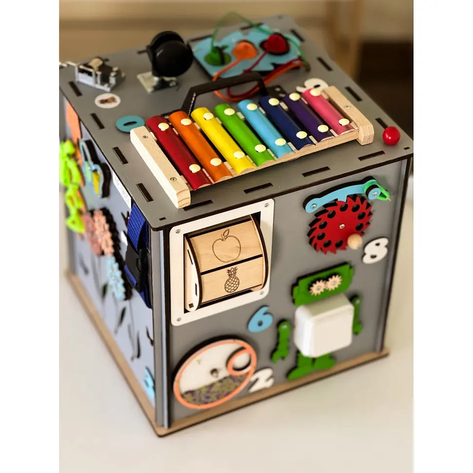 Развивающая игрушка Бизикуб TG3461117500, 30х30х30 см Серый - фото 5