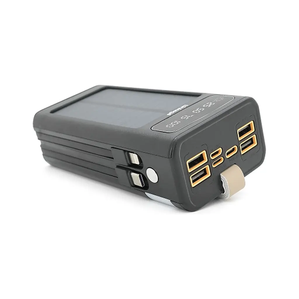 Батарея універсальна Linkage 30000mAh, Solar, 22.5W, cables Туре-С+Lighting, Black (LKP-46) - фото 2