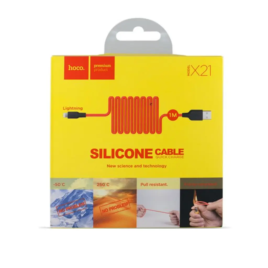 Кабель Hoco X21 Silicone Lightning charging cable Black & Red - фото 2