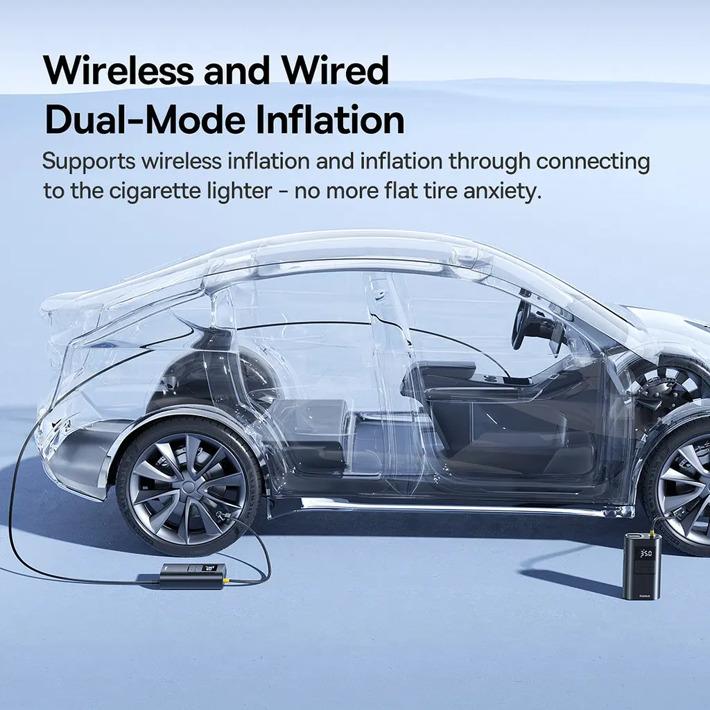 Компресор автомобільний акумуляторний насос Baseus PrimeTrip VA1 82W (C0119501) Super Mini Wireless Inflator 19-Cylinder - фото 8